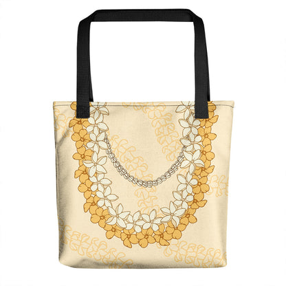 Hawaii Tote Bag Pikake Floral Lei Curve