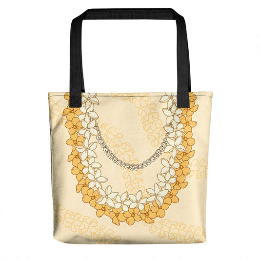 Hawaii Tote Bag Pikake Floral Lei Curve
