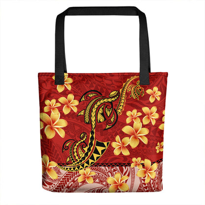 Hawaii Tote Bag Plumeria Flower Fabric Design