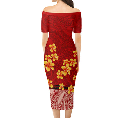 Samoa Combo Short Sleeve Dress And Shirt Plumeria Flower Fabric Design