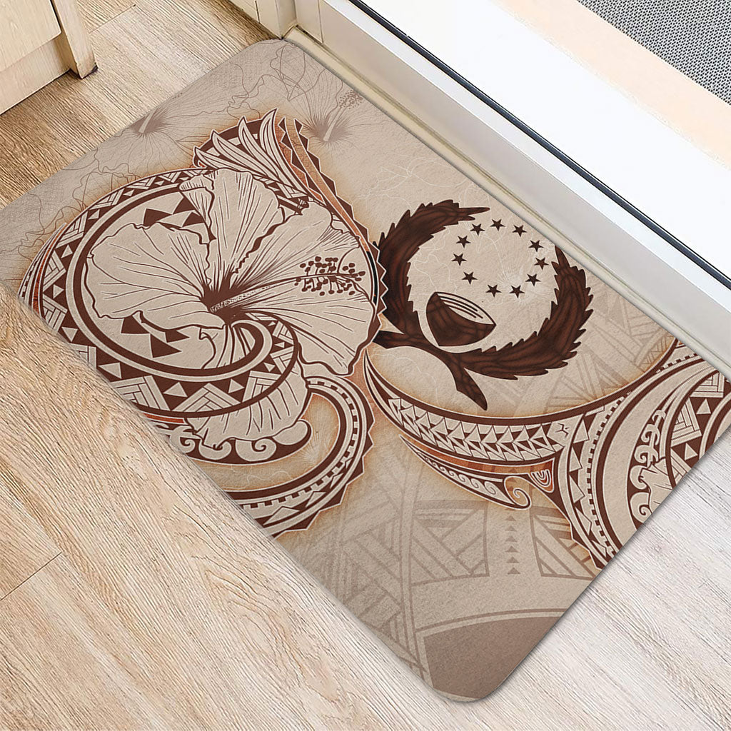 Pohnpei State Door Mat Hibiscus Flower Vintage Style