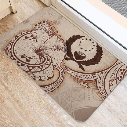 Pohnpei State Door Mat Hibiscus Flower Vintage Style