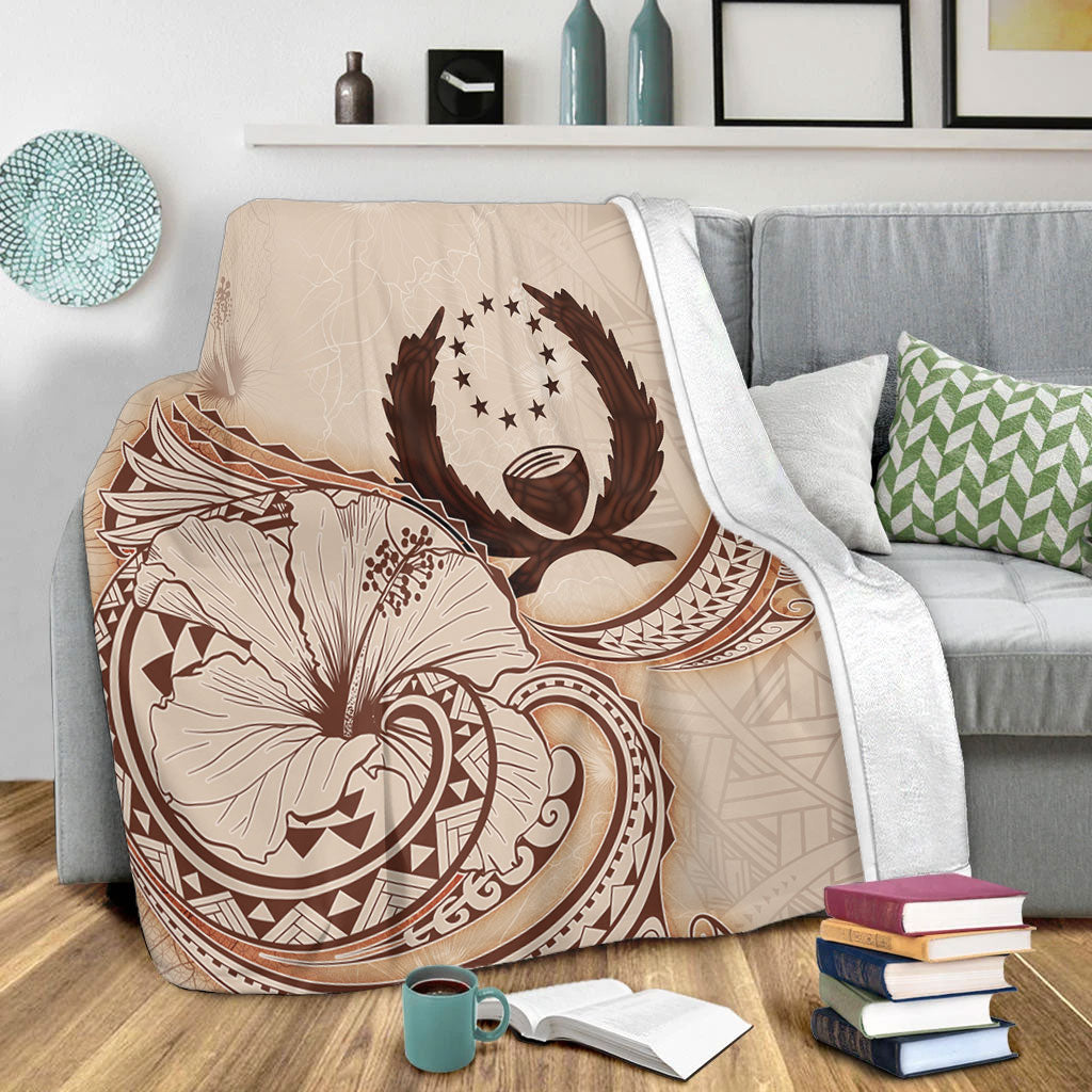 Pohnpei State Premium Blanket Hibiscus Flower Vintage Style