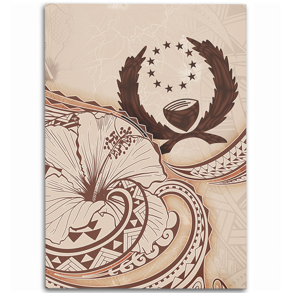 Pohnpei State Area Rug Hibiscus Flower Vintage Style