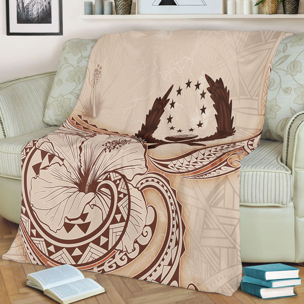 Pohnpei State Premium Blanket Hibiscus Flower Vintage Style