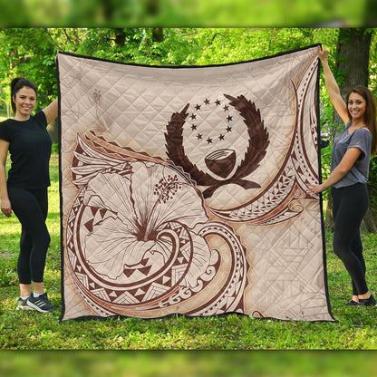 Pohnpei State Premium Quilt Hibiscus Flower Vintage Style