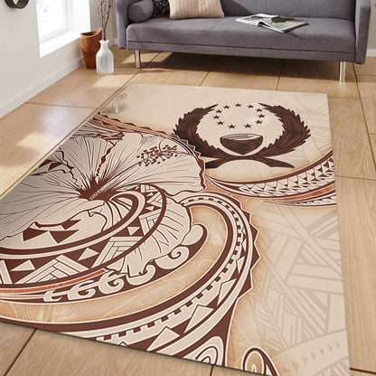 Pohnpei State Area Rug Hibiscus Flower Vintage Style