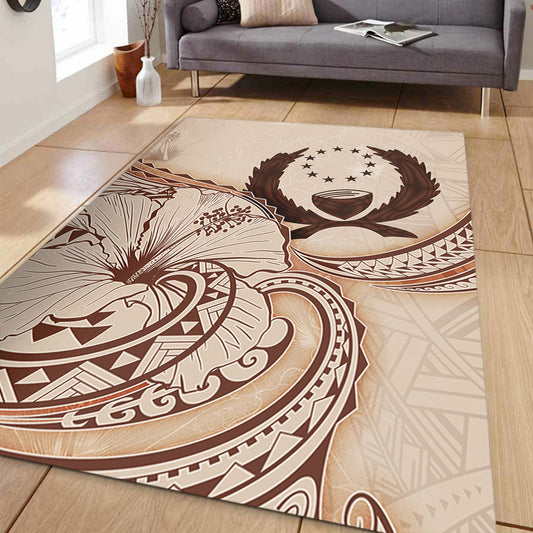 Pohnpei State Area Rug Hibiscus Flower Vintage Style