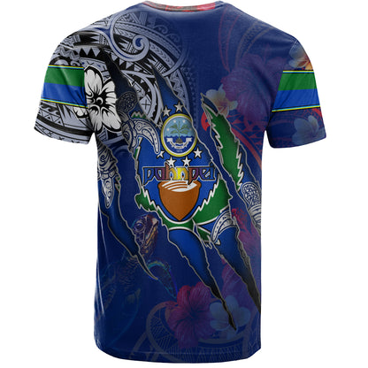 Pohnpei State T-Shirt Custom Pohnpeian Blood Inside Me Polynesian Sleeve Tattoo Tropical Blue