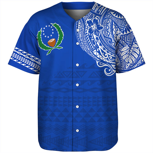 Pohnpei State Baseball Shirt Polynesian Flag With Coat Of Arms