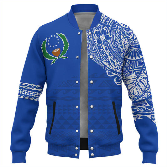Pohnpei State Baseball Jacket Polynesian Flag With Coat Of Arms