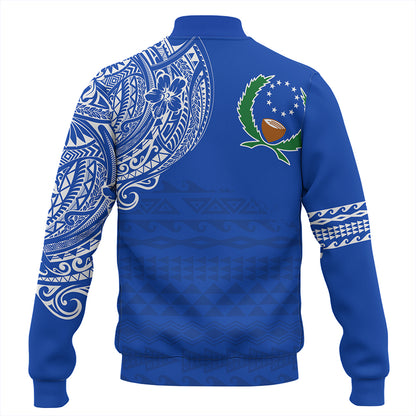 Pohnpei State Baseball Jacket Polynesian Flag With Coat Of Arms