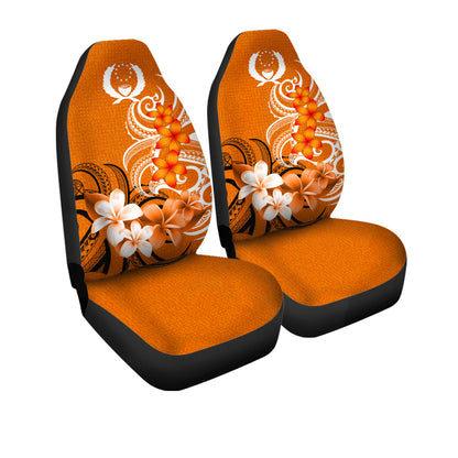 Pohnpei State Car Seat Covers Polynesian Floral Spirit Orange