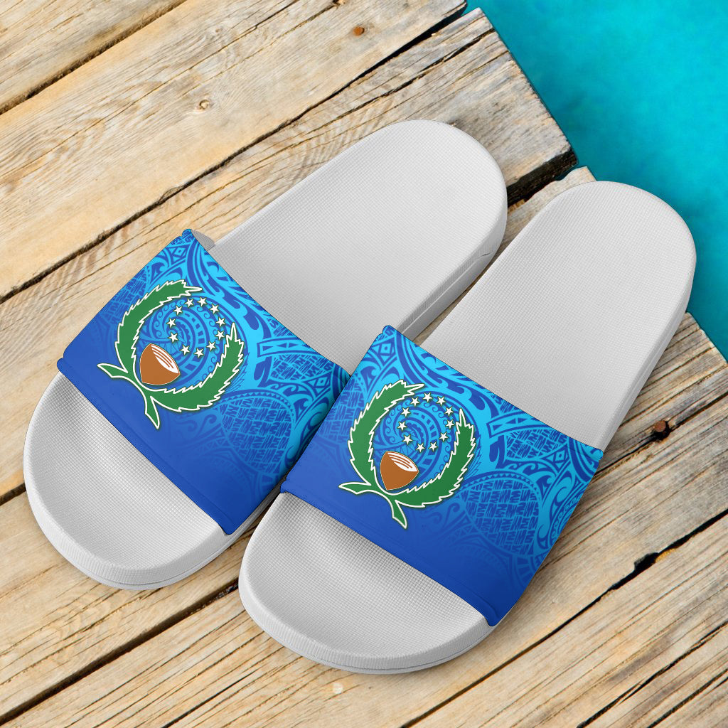 Pohnpei Flag Color With Traditional Patterns Slide Sandals