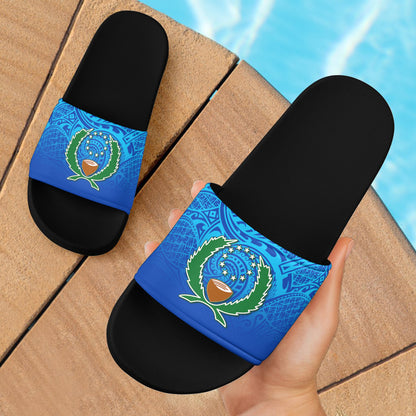Pohnpei Flag Color With Traditional Patterns Slide Sandals