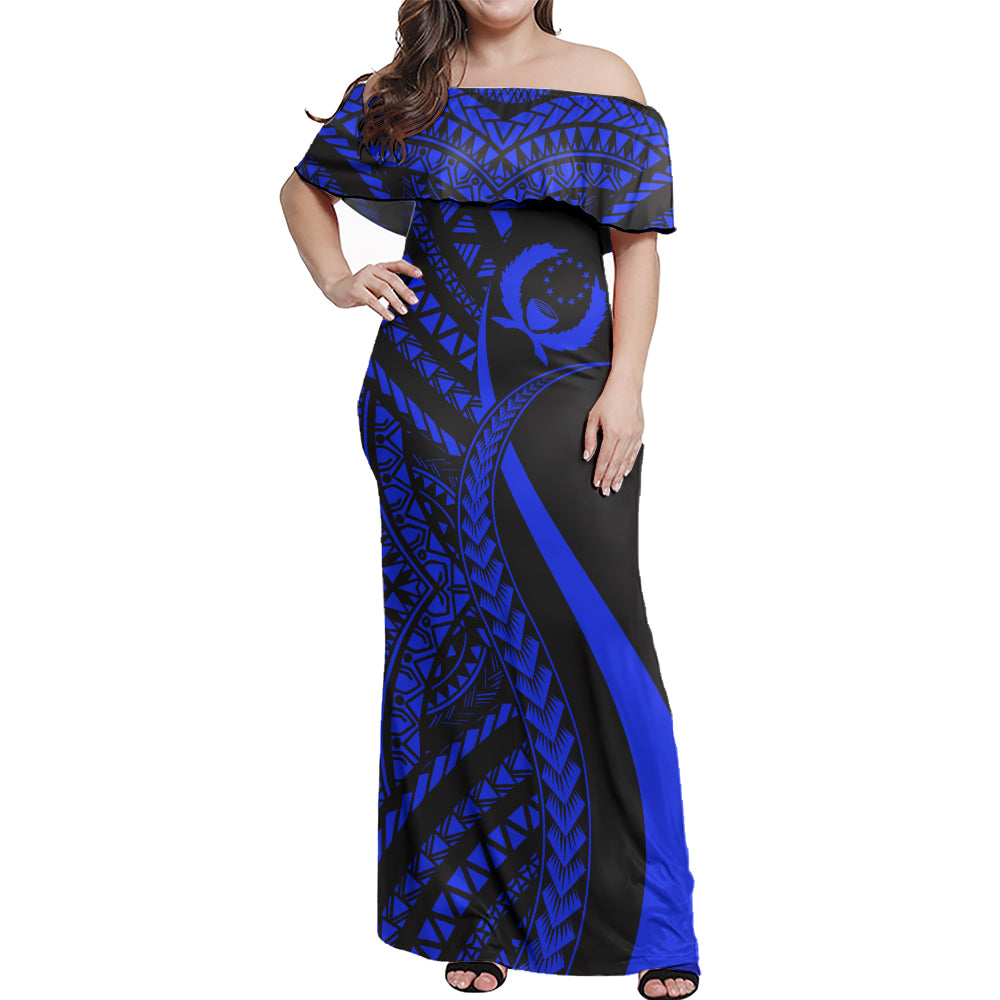 Pohnpei Custom Personalised Woman Off Shoulder Long Dress Micronesian Tentacle Tribal Pattern