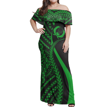 Pohnpei Custom Personalised Woman Off Shoulder Long Dress Micronesian Tentacle Tribal Pattern