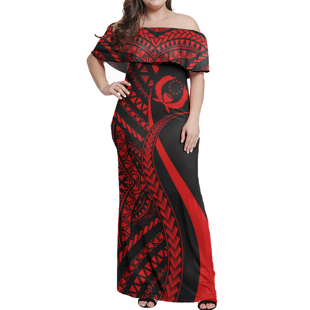 Pohnpei Custom Personalised Woman Off Shoulder Long Dress Micronesian Tentacle Tribal Pattern