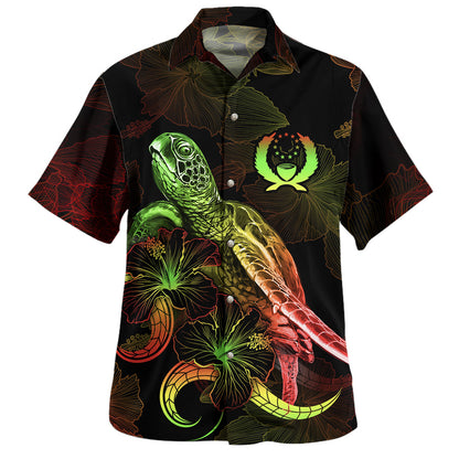 Yap State Hawaiian Shirt Sea Turtle With Blooming Hibiscus Flowers Reggae
