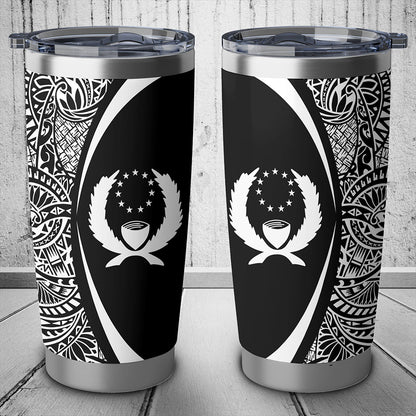 Pohnpei State Tumbler Lauhala Circle Style White