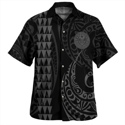 Pohnpei State Combo Puletasi And Shirt Kakau Style Grey