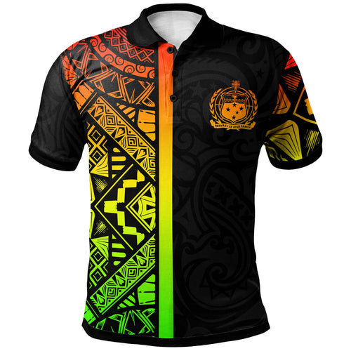 Samoa Polo Shirt - Samoa Coat Of Arms With Polynesian Tribal Pattern Reggae