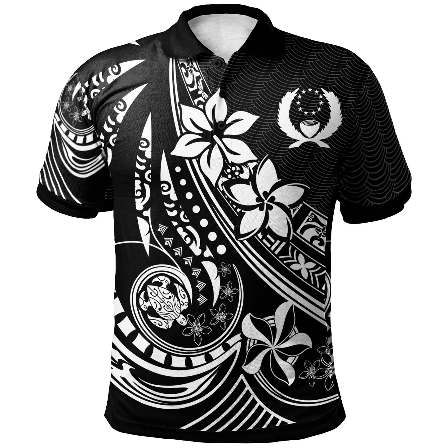 Pohnpei Polynesian Chief Polo Shirt - Black Version