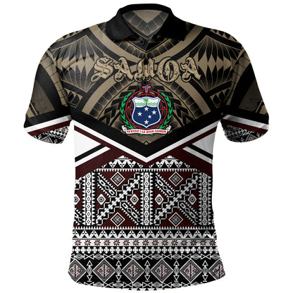Samoa Polo Shirt - Samoa Masi Dobby Coat Of Arms Polo Shirt