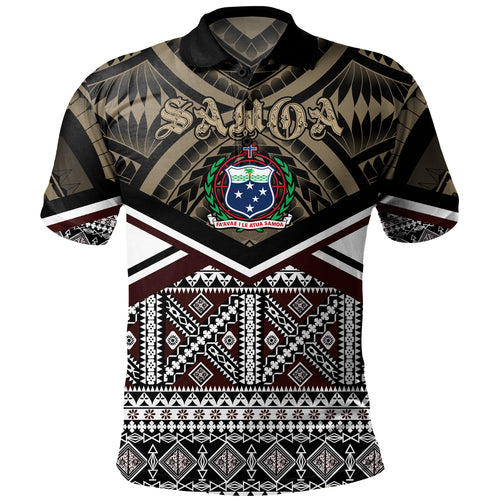 Samoa Polo Shirt - Samoa Masi Dobby Coat Of Arms Polo Shirt