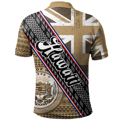 Hawaii Polynesian Polo Shirt - Hawaii Polynesian Flag And Coat Of Arms Polo Shirt
