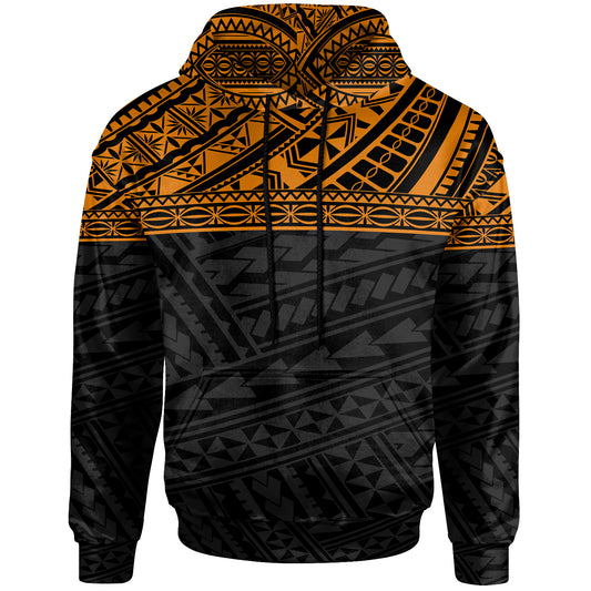Poly All Over Hoodie - Polynesian Orange Black Version