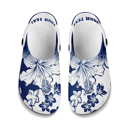 Hawaii Clogs Shoes Custom Text Polynesia Fabric Floral
