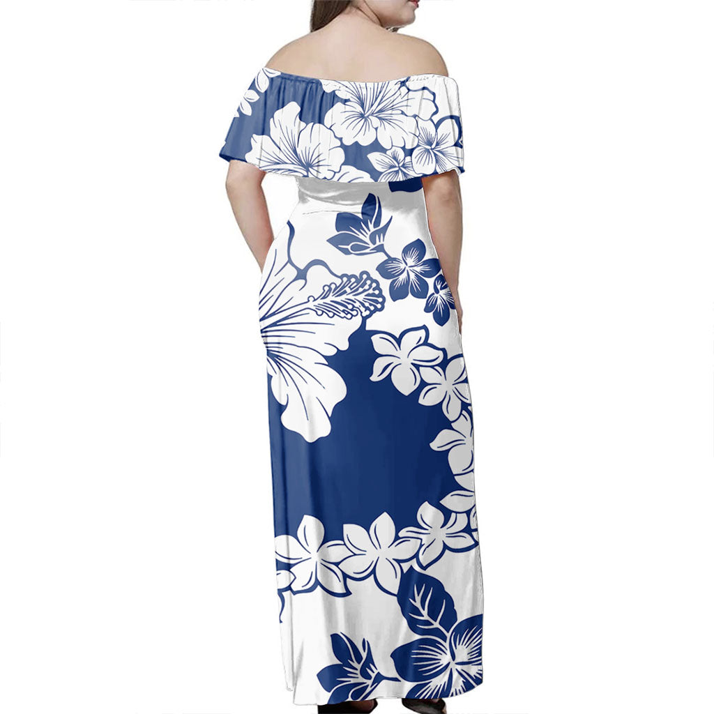 Polynesian  Woman Off Shoulder Long Dress Polynesia Fabric Floral