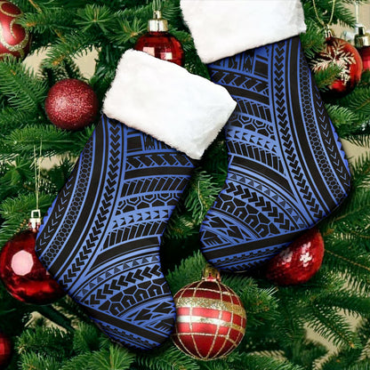 Hawaii Christmas Stocking Polynesian Pattern Blue