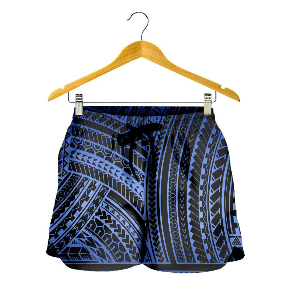 Hawaii Women Shorts Polynesia Pattern Blue
