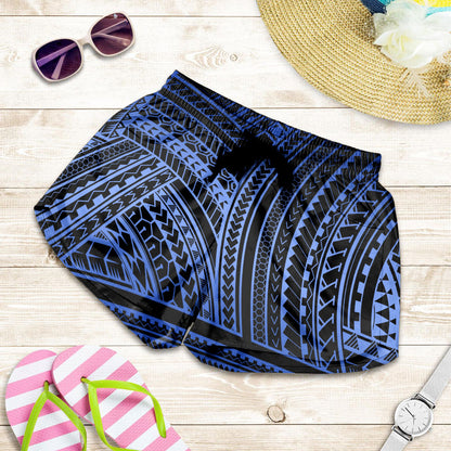 Hawaii Women Shorts Polynesia Pattern Blue