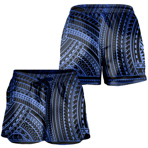 Hawaii Women Shorts Polynesia Pattern Blue
