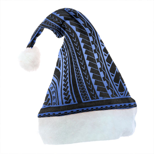 Hawaii Christmas Hat Polynesia Pattern Blue