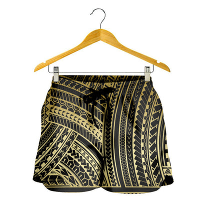 Hawaii Women Shorts Polynesia Pattern Gold
