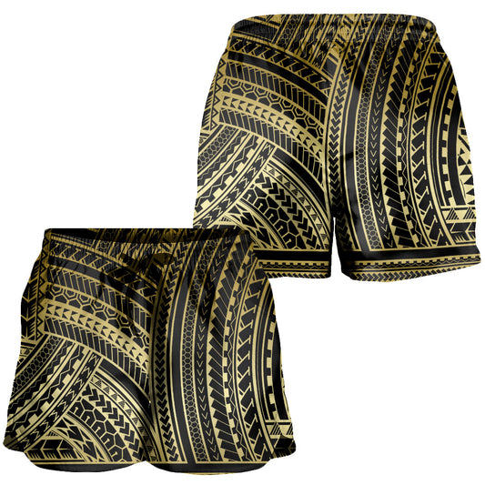 Hawaii Women Shorts Polynesia Pattern Gold
