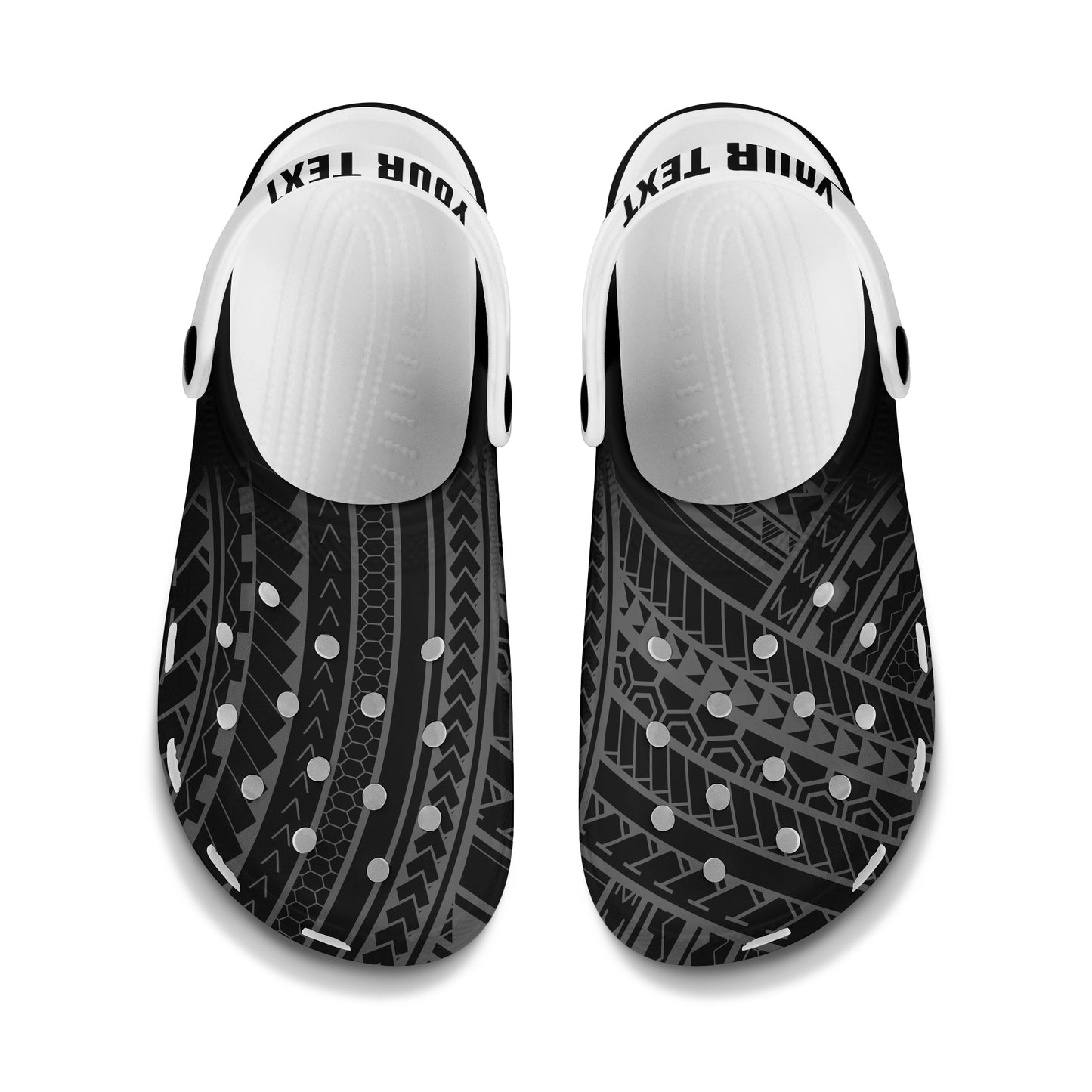 Hawaii Clogs Shoes Custom Text Polynesia Pattern Gray