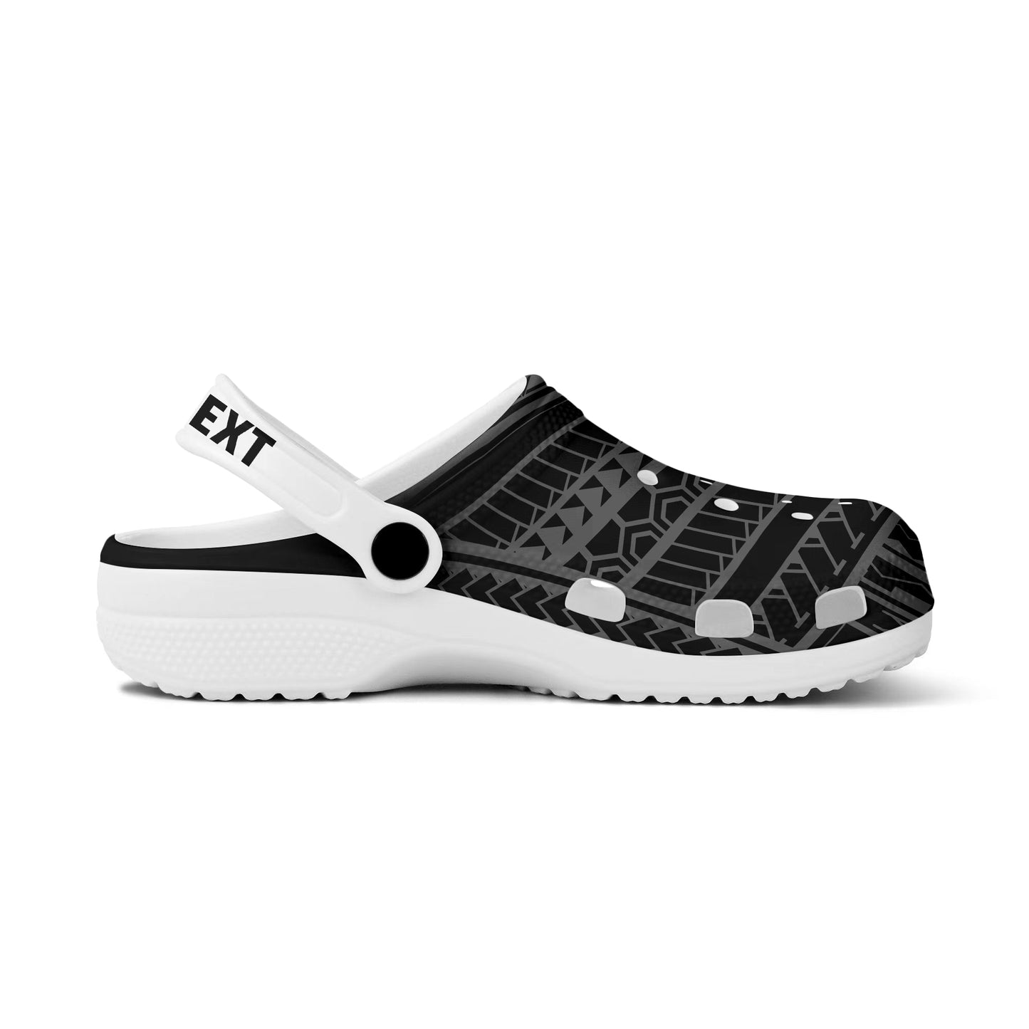 Hawaii Clogs Shoes Custom Text Polynesia Pattern Gray
