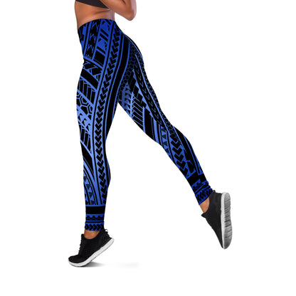 Hawaii Legging Polynesia Pattern Tattoo Blue