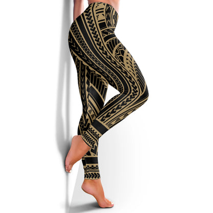 Hawaii Legging Polynesia Pattern Tattoo Gold