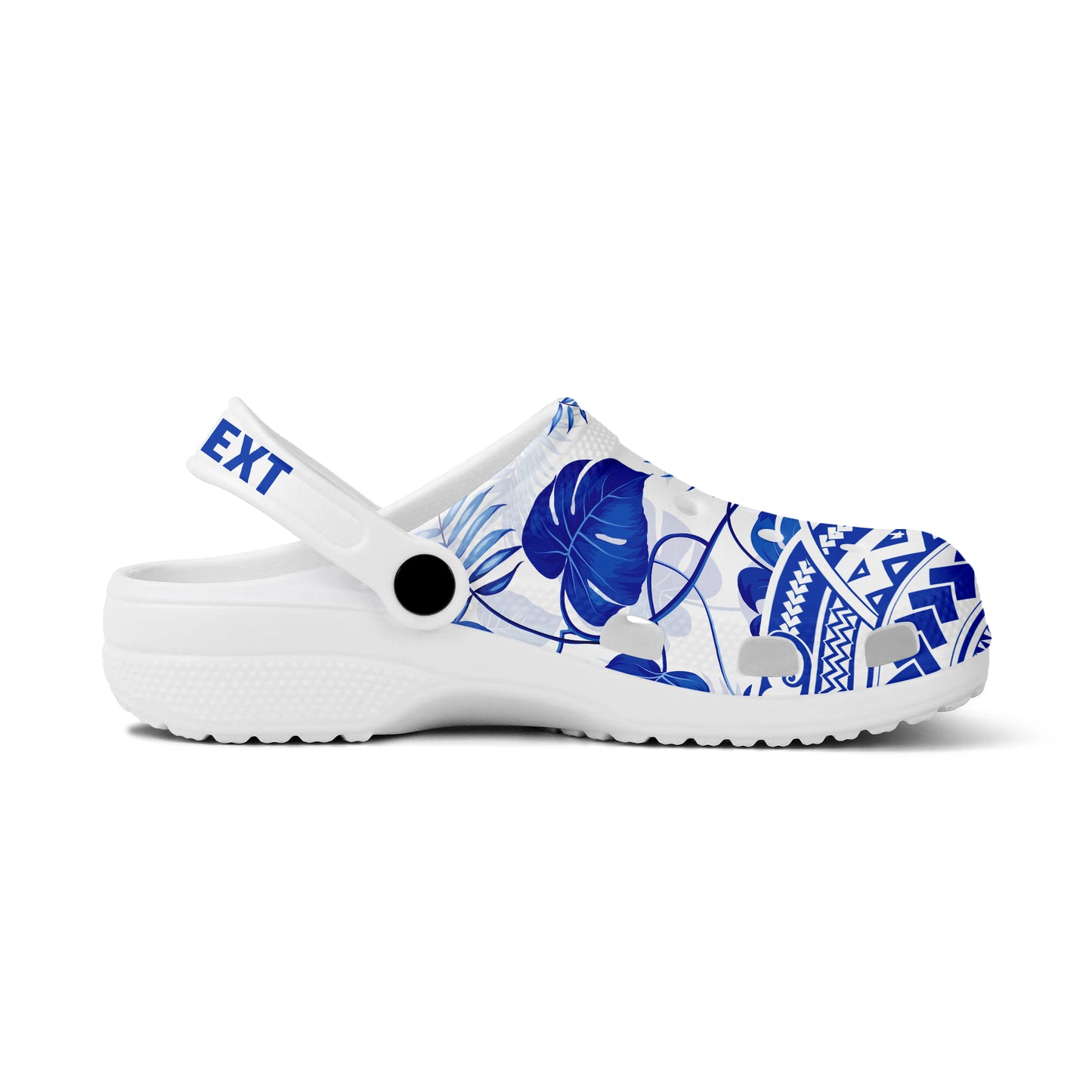 Hawaii Clogs Shoes Custom Text Polynesia Pattern Tropical Leaves