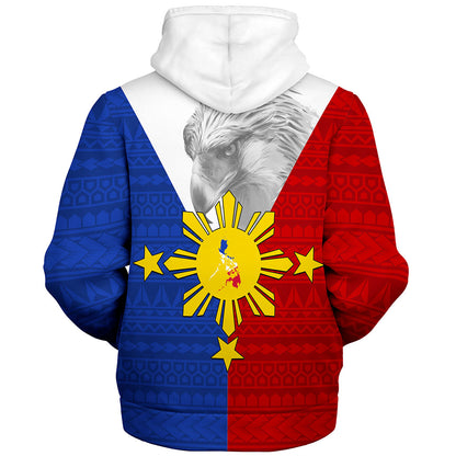Philippines Filipinos Sherpa Hoodie Polynesia Tribal Flag Eagles