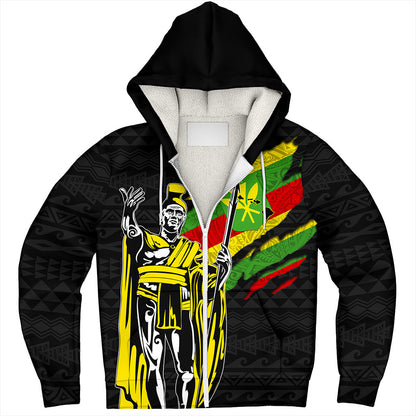Hawaii Sherpa Hoodie Tribal Kanaka Maoli King Kamehameha Crack Style