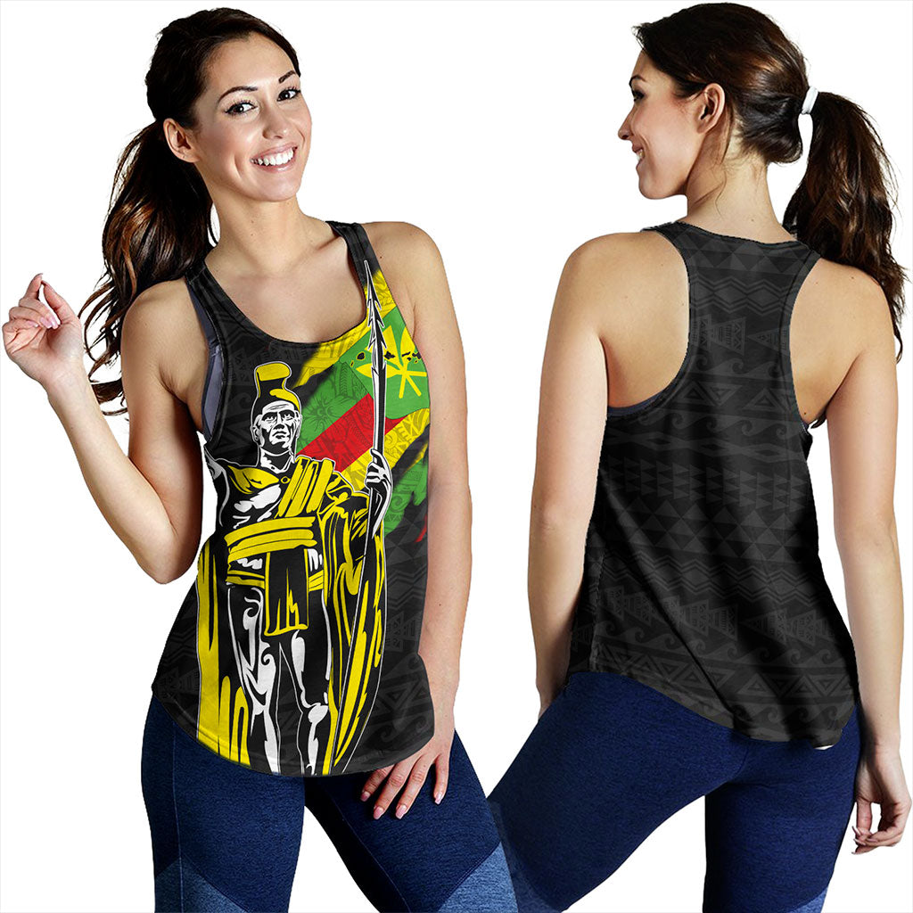 Hawaii Women Tank Tribal Kanaka Maoli King Kamehameha Crack Style