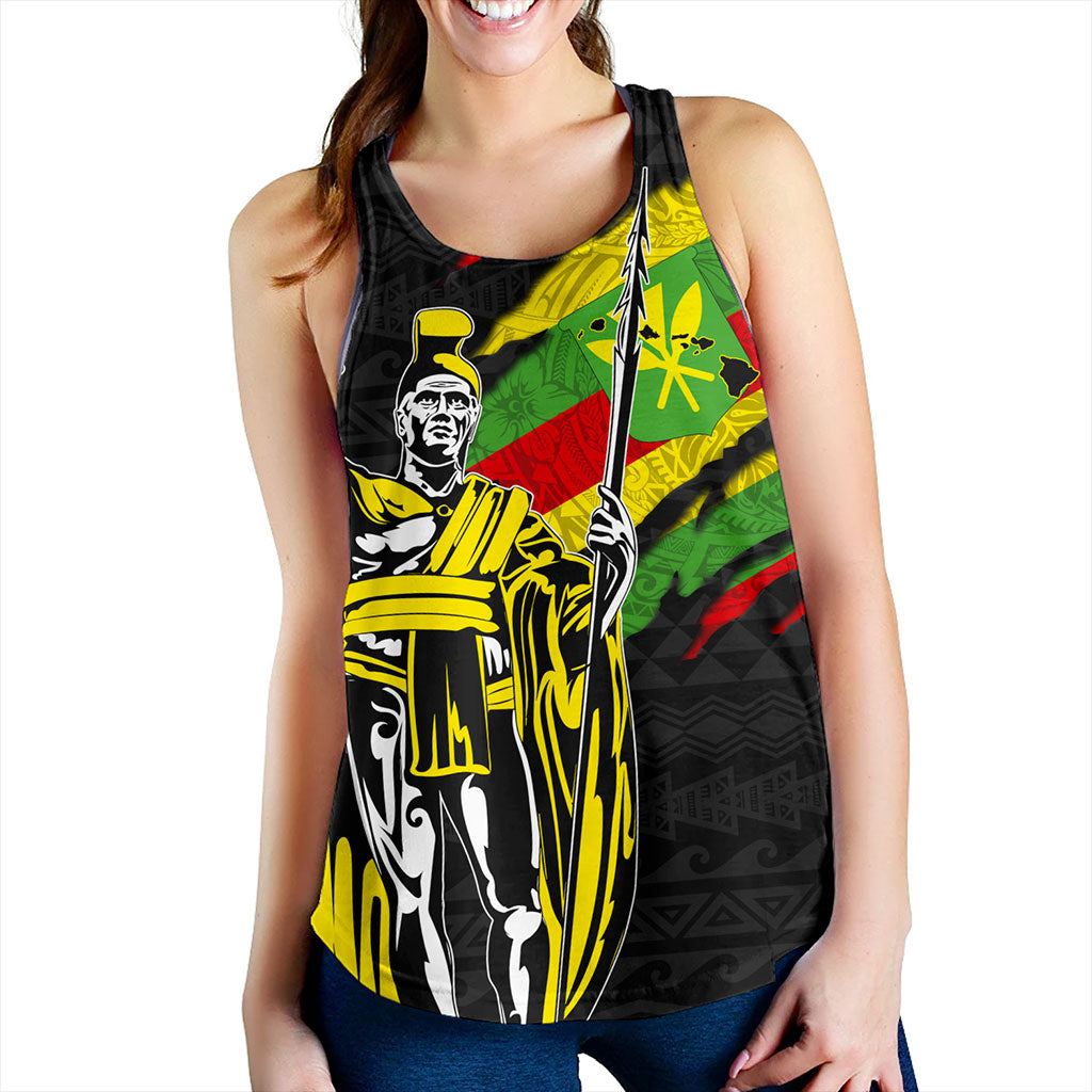 Hawaii Women Tank Tribal Kanaka Maoli King Kamehameha Crack Style