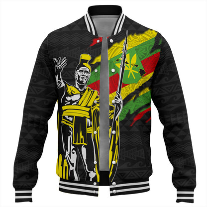 Hawaii Baseball Jacket Tribal Kanaka Maoli King Kamehameha Crack Style
